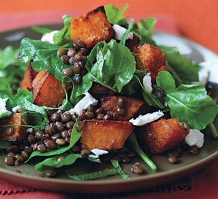 SPICED PUMPKIN, LENTIL AND FETA SALAD