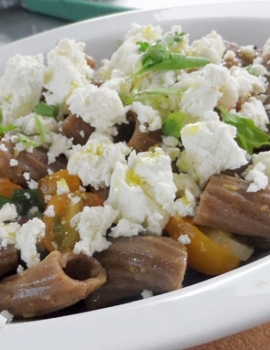 Lemon Carob Pasta Salad with Feta