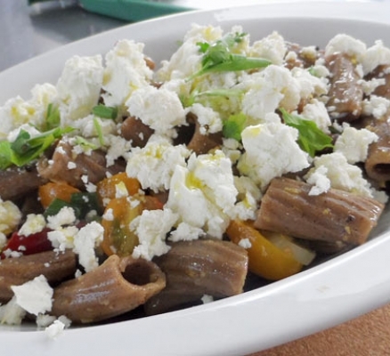 Lemon Carob Pasta Salad with Feta