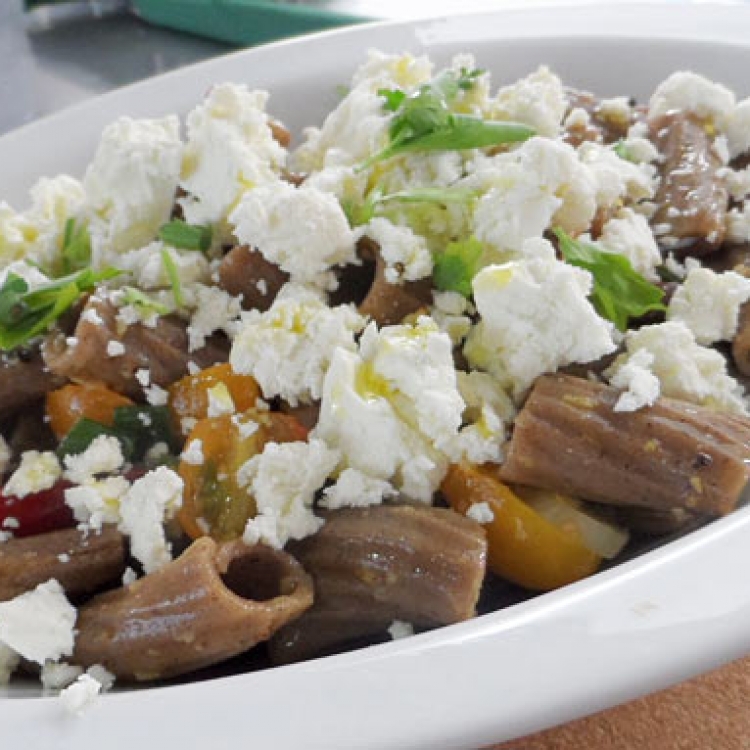 Lemon Carob Pasta Salad with Feta