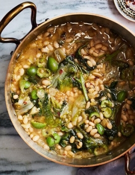 White Bean and Greens Stew with Feta and Olives